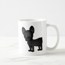 Cute French Bulldog Cartoon Black Coffee Mug