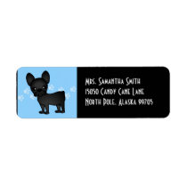 Cute French Bulldog Cartoon Black Return Address Labels