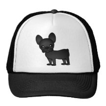 Cute French Bulldog Cartoon Black Mesh Hats