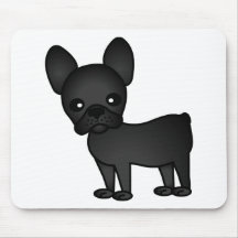 Cute French Bulldog Cartoon Black Mousepads