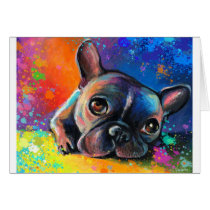 Cute French Bulldog painting Svetlana Novikova Cards