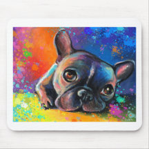Cute French Bulldog painting Svetlana Novikova Mouse Pads
