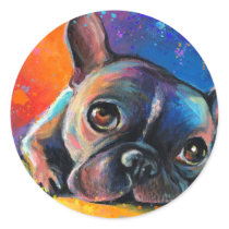 Cute French Bulldog painting Svetlana Novikova Stickers