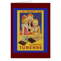 Cute French Children and Chocolate Bar Greeting Card