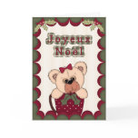 Cute French Merry Christmas Teddy Bear in a Cup cards