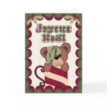 Cute French Merry Christmas Teddy Bear in a Mug cards