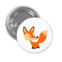 Cute Friendly Cartoon Fox Button Badge