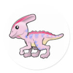 cute friendly dinosaur round stickers