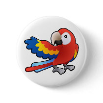 cute friendly Macaw Parrot Button