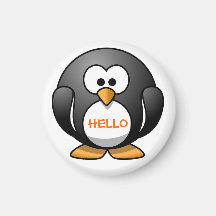 Cute Friendly Round Cartoon Penguin saying Hi Fridge Magnets