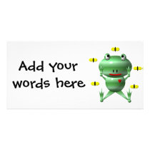 Cute frog and flies! photo greeting card