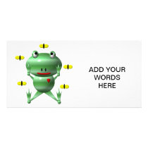 Cute frog and flies! picture card