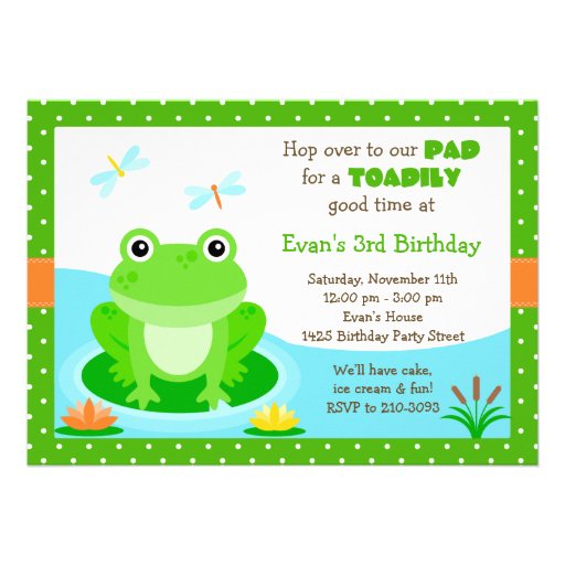 Cute Frog Birthday Party Invitation