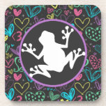 Cute Frog; Chalk Hearts, Colorful Coasters