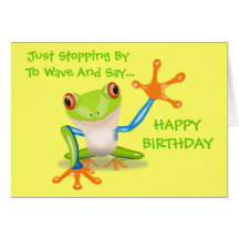Cute Frog Funny Animal Kids Happy Birthday Greeting Cards