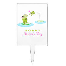 Cute Frog Hoppy Happy Mother's Day Cake Topper