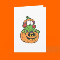 cute frog in pumpkin cards