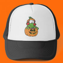 cute frog in pumpkin hats