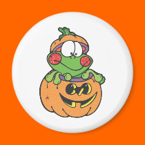 cute frog in pumpkin magnets