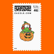 cute frog in pumpkin stamps