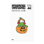 cute frog in pumpkin postage stamps