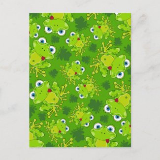 Cute Frog Patterned Postcard postcard
