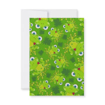 Cute Frog Patterned RSVP Card Invitation