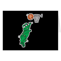 cute frog playing basketball greeting cards