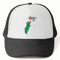 cute frog playing basketball trucker hat