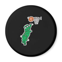 cute frog playing basketball fridge magnet