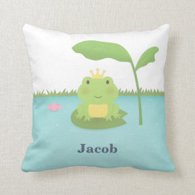 Cute Frog Prince For Boys Room Decor Pillow