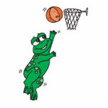 cute frog shooting basket photo sculptures