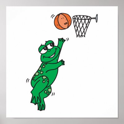 basketball player shooting. cute frog shooting basket