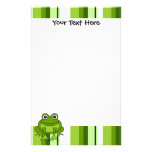 Cute Frog Striped Stationery