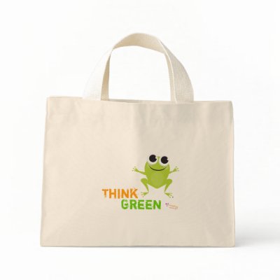 Cute Frog "Think Green" Tote Bag by creatingmybestlife