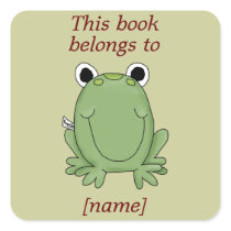 Cute Frog This Book Belongs To Book Plate Sticker stickers