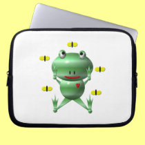 Cute Frog with Flies laptop sleeves