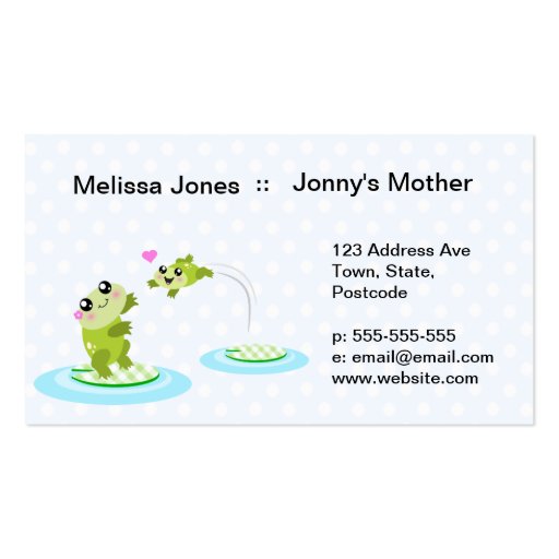 Cute frogs - kawaii mother and child frog business cards