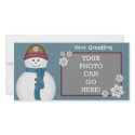 Cute Frosty Snowflakes Snowman Winter Ice Cold photo cards