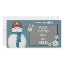 Cute Frosty Snowflakes Snowman Winter Ice Cold Personalized Photo Card