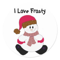 Cute Frosty Round Stickers