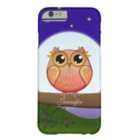 Cute Full Moon Owl & custom Name Barely There iPhone 6 Case