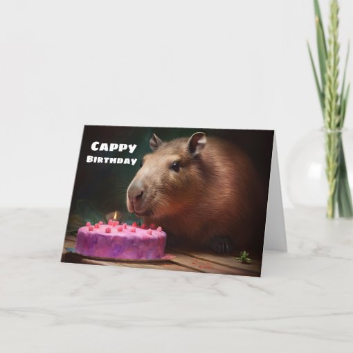 Cute Fun Capybara Cappy Happy Birthday Card Zazzle