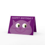 Cute & Fun Cheeky Purple Cartoon Cat Birthday cards