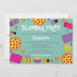 Cute fun girl&#39;s birthday slumber party invitation