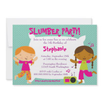 Cute fun girl's birthday slumber party invitation