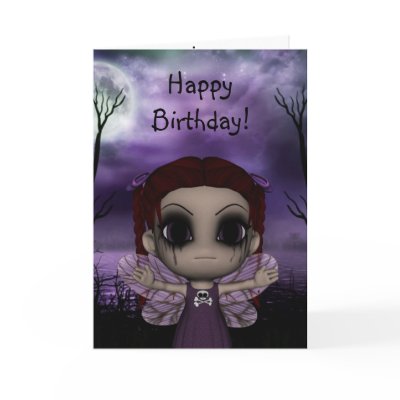 Cute Fun Gothic Fairy Happy Birthday 2 Cards by DarkRealms