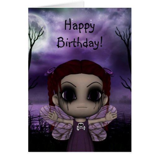 cute fun gothic fairy birthday card