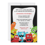 Cute fun monsters boy's birthday party invitation