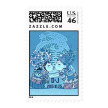 Cute Fun Retro Chinese Double-Xi Wedding Stamps